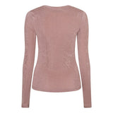 Achterkant lichtroze longsleeve Jessy – lange mouwen en gladde glanzende stof | Jo&Co Club