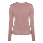 Achterkant lichtroze longsleeve Jessy – lange mouwen en gladde glanzende stof | Jo&Co Club