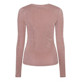 Achterkant lichtroze longsleeve Jessy – lange mouwen en gladde glanzende stof | Jo&Co Club