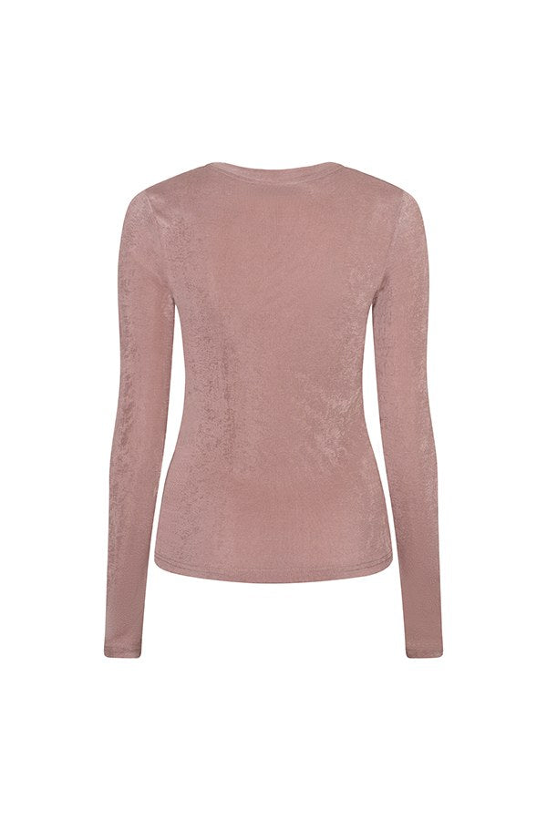 Achterkant lichtroze longsleeve Jessy – lange mouwen en gladde glanzende stof | Jo&Co Club