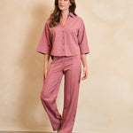 Lofty Manner Trouser Junae | Mauve pink in Oudroze (een gedempte, stoffige roze-mauve, tweedelig pak met wide leg