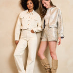 Lofty Manner Trouser Rosema | Ecru in Gebroken wit (jasje en broek), wijde pijpen