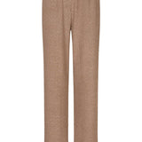 Lofty Manner Trouser Savy in goud – lichtbruine broek met rechte pijpen en unieke textuur | Jo&Co Club
