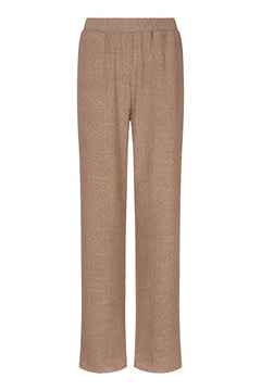 Lofty Manner Trouser Savy in goud – lichtbruine broek met rechte pijpen en unieke textuur | Jo&Co Club