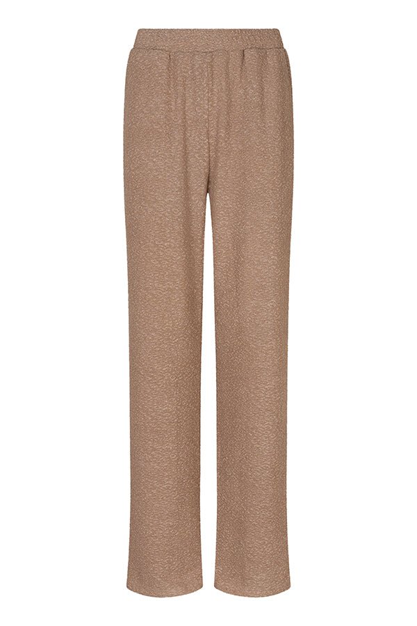 Lofty Manner Trouser Savy in goud – lichtbruine broek met rechte pijpen en unieke textuur | Jo&Co Club