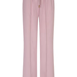 Lofty Manner Broek Solana in oudroze - wide leg pantalon met strikkoord | Jo&Co Club