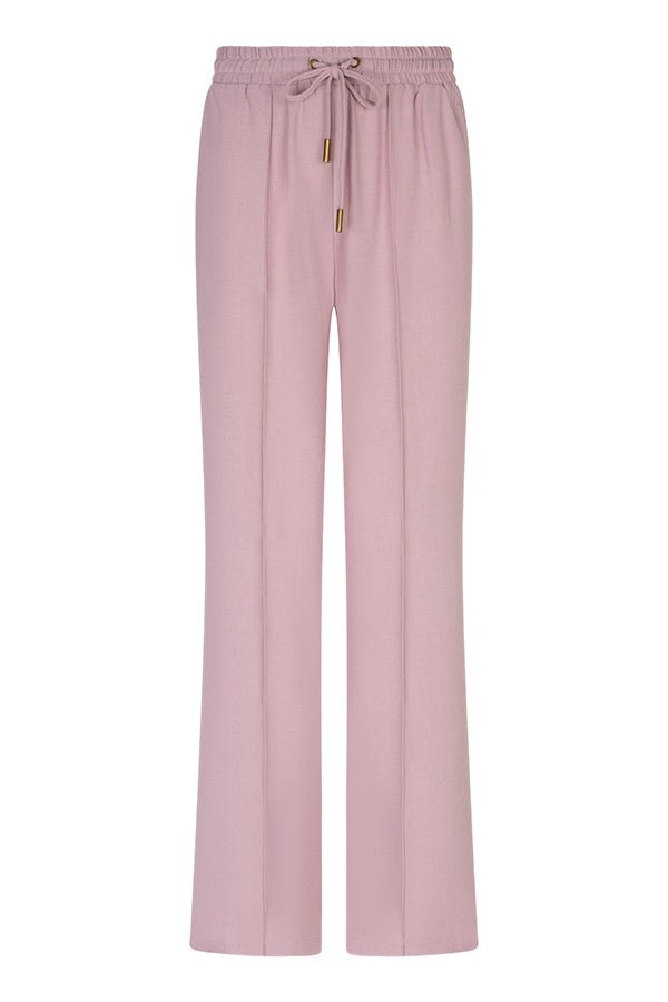 Lofty Manner Broek Solana in oudroze - wide leg pantalon met strikkoord | Jo&Co Club