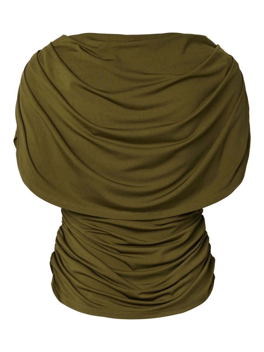 Productfoto achterkant cape top Y.A.S Drala in olijfgroen | Jo&Co Club