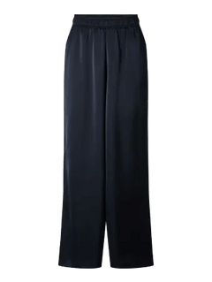 Satijnen wijde broek Y.A.S Pila in navy – elastische tailleband en wijde pijpen, voorkant | Jo&Co Club