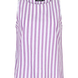 Voorzijde Ydence Arlette top in lila-witte streep.