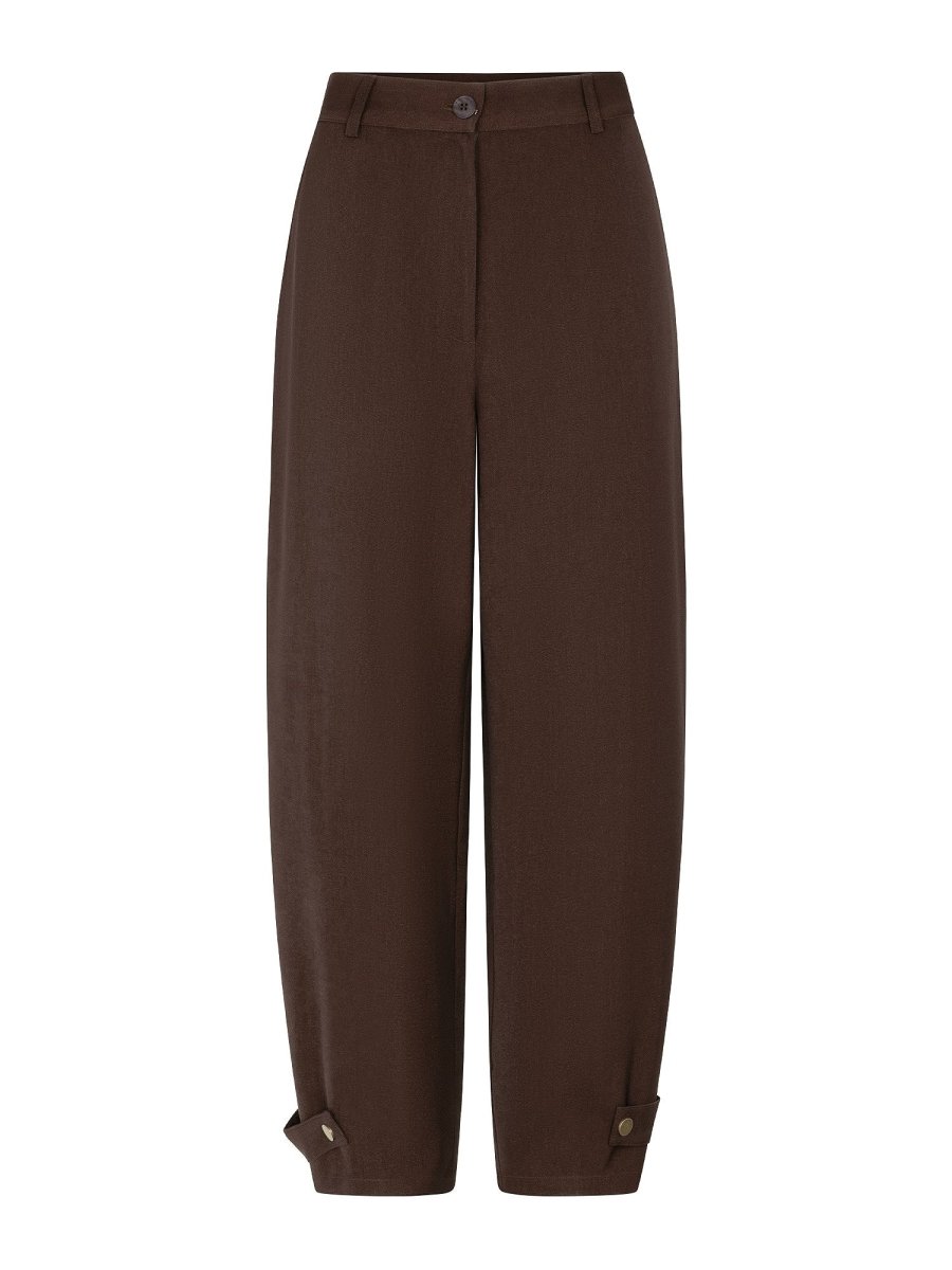 Donkerbruine ballonbroek met knooplipje Ydence Yoko – voorkant | Jo&Co Club