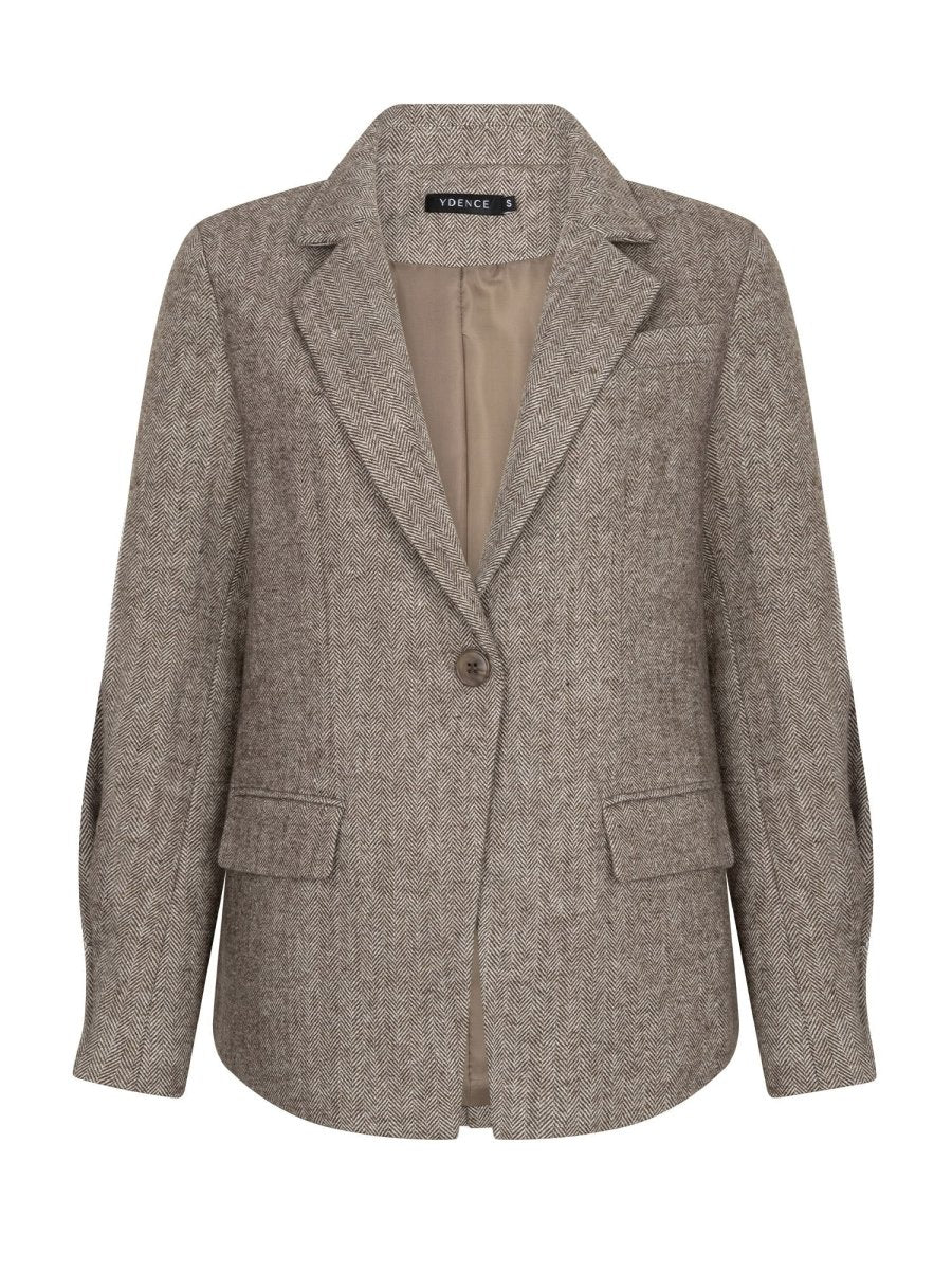 Vrijstaande productfoto van een blazer in bruin op een witte achtergrond | Ydence Prim | Jo&Co Club