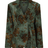 Groene blazer met fluwelen bloemen Ydence Zoya – voorkant | Jo&Co Club