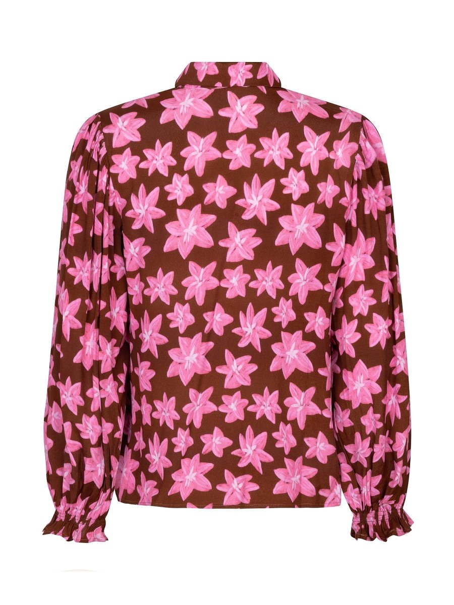 Ydence Blouse Alyssa Brown Flower – Blouses van Ydence, kleur XS, maat | Jo&Co