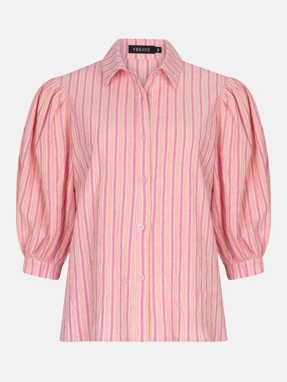 Vrijstaande productfoto voorkant Ydence Blouse Annabella Pink stripe | Jo&Co Club