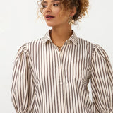 Blouse met verticale strepen in gebroken wit en donkerbruin | Ydence Bobbie | Jo&Co Club