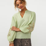 Ydence Blouse Rose | Groen in Licht mintgroen, Losvallend