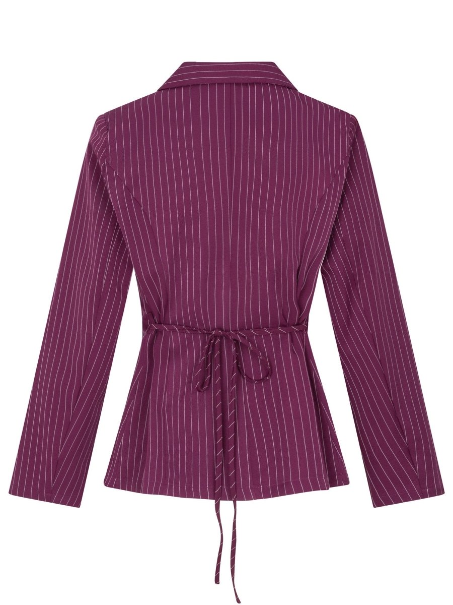 Achterkant van een blouse in pruim, vrijstaand gefotografeerd op een witte achtergrond | Ydence Shannon | Jo&Co Club