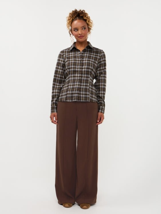 Blouse in bruinblauwe ruit | Ydence Tamila | Jo&Co Club