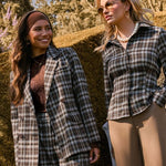 Blouse in bruinblauwe ruit | Ydence Tamila | Jo&Co Club