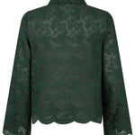 Smaragdgroene broderie blouse met geschulpte zoom Ydence Lieke – achterkant | Jo&Co Club