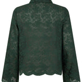 Smaragdgroene broderie blouse met geschulpte zoom Ydence Lieke – achterkant | Jo&Co Club