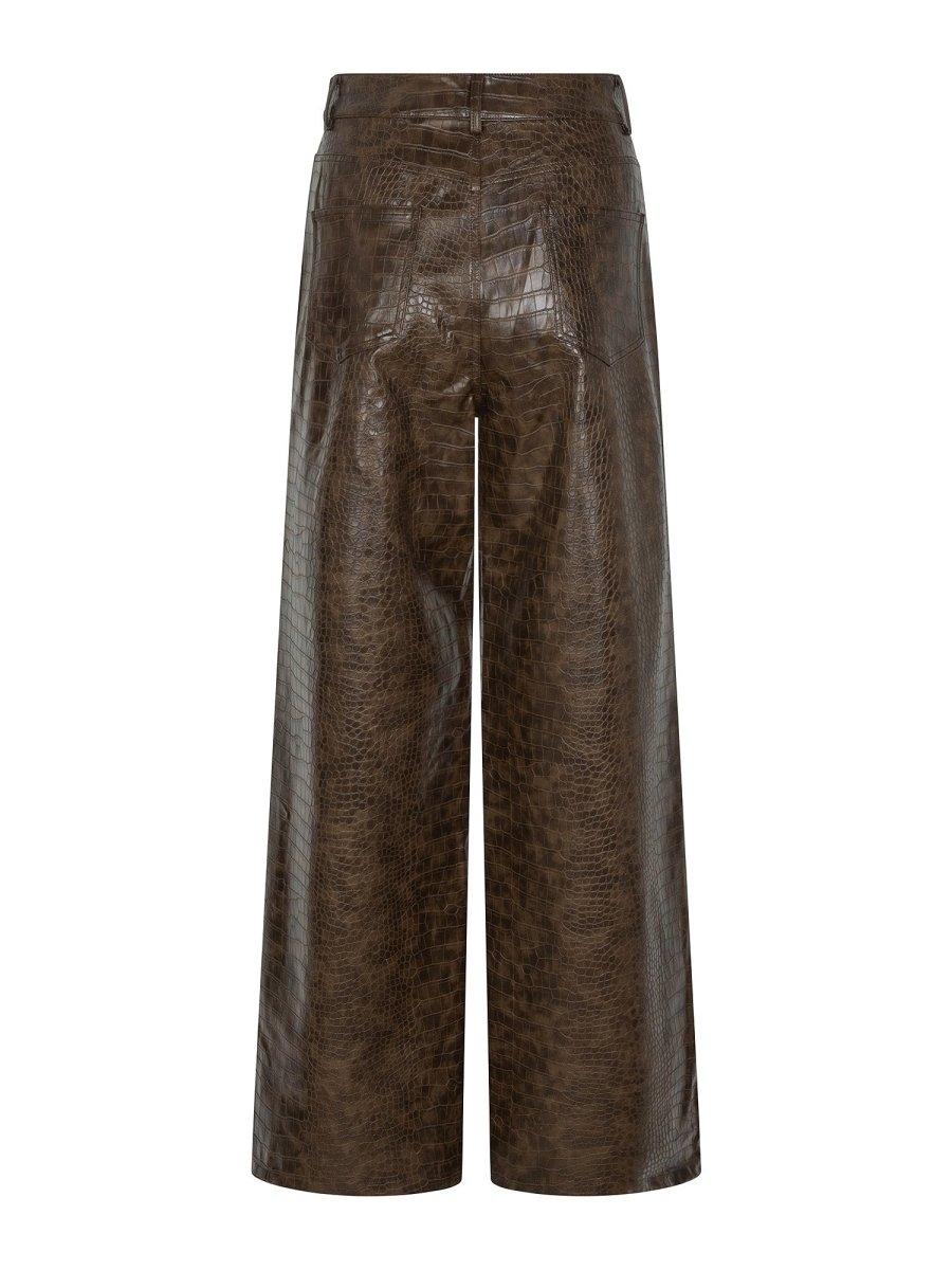 Bruine broek met krokoprint Ydence Leslie – achterkant | Jo&Co Club