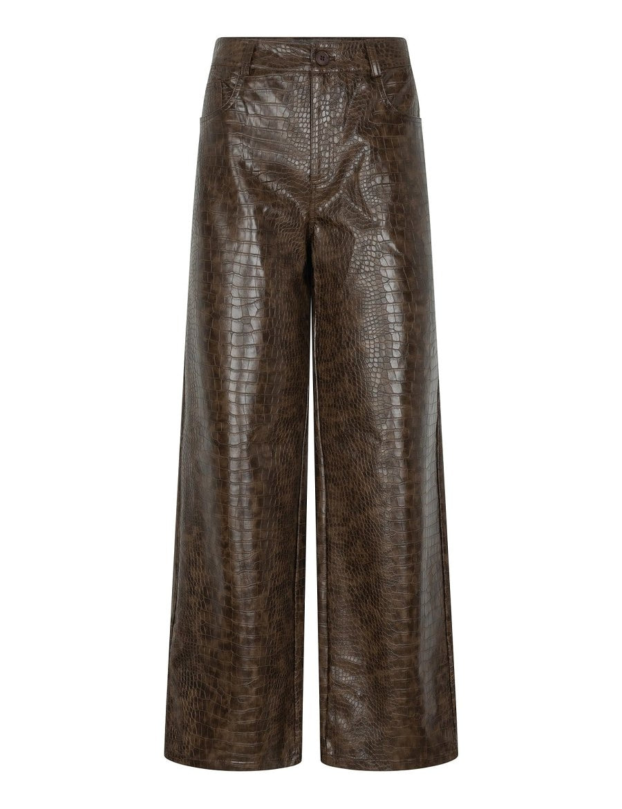 Bruine broek met krokoprint Ydence Leslie – voorkant | Jo&Co Club