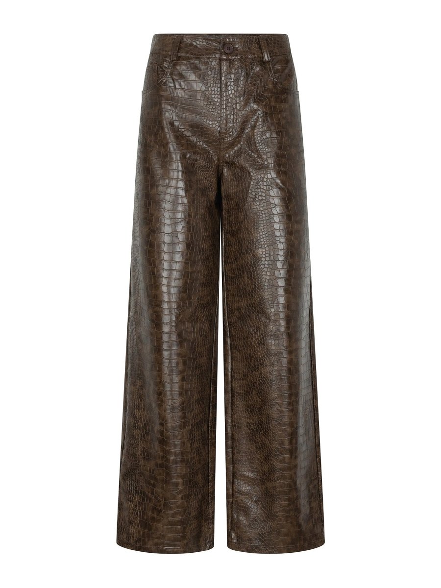 Bruine broek met krokoprint Ydence Leslie – voorkant | Jo&Co Club
