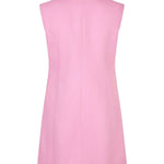 Achteraanzicht van roze mouwloze blazerdress van Ydence – elegant en minimalistisch design met verticale naden.