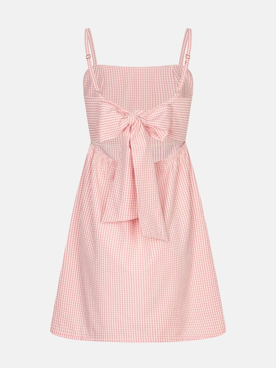 Een vrijstaande productfoto van de achterkant van een zomerjurk | Ydence Merle | Jo&Co Club