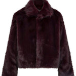 Paarse fake fur jas met kraag Ydence Chrissy – voorkant, andere pose | Jo&Co Club