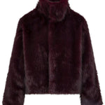 Paarse fake fur jas met kraag Ydence Chrissy – voorkant | Jo&Co Club