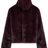 Paarse fake fur jas met kraag Ydence Chrissy – voorkant | Jo&Co Club