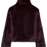 Paarse fake fur jas met kraag Ydence Chrissy – achterkant | Jo&Co Club
