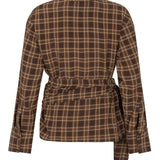 Bruin geruite blouse met strik in de taille Ydence Isa – achterkant | Jo&Co Club