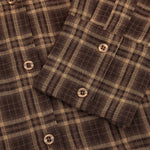Bruin geruite blouse met strik in de taille Ydence Isa – detail van de stof | Jo&Co Club