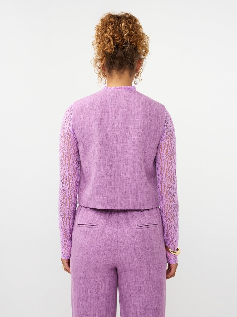 Ydence Gilet Amanda | Paars in Lila gemêleerd, aansluitend