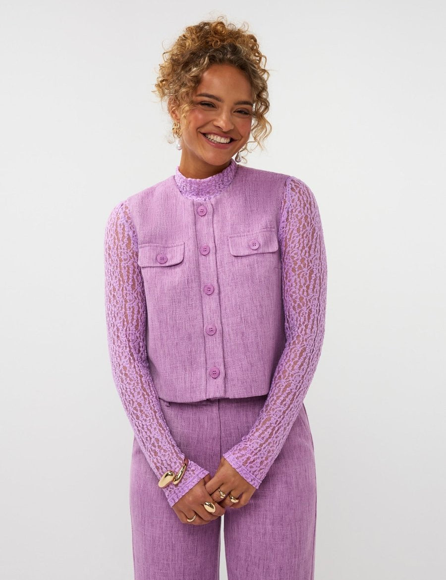 Ydence Gilet Amanda | Paars – Gilets van Ydence, kleur 34/XS, maat | Jo&Co Club