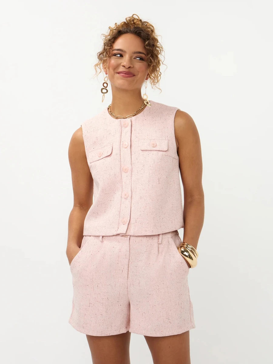 Tweedelige set in lichtroze tweed | Ydence Amanda | Jo&Co Club