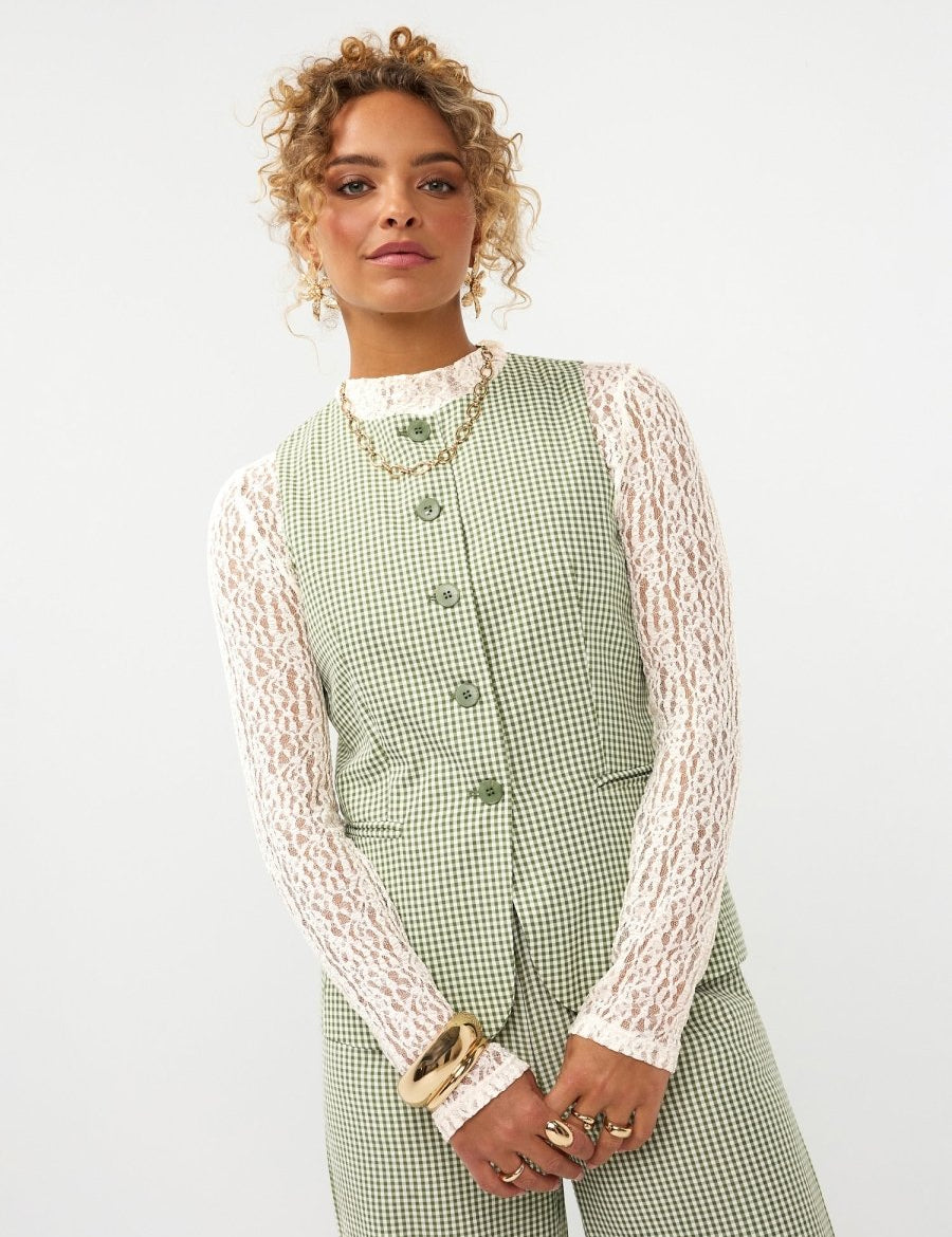 Ydence Gilet Jette groen – Gilets van Ydence, kleur 34/XS, maat | Jo&Co Club