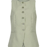 Ydence Gilet Jette | Groen in Licht mosgroen en wit, Getailleerd