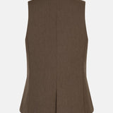 productfoto van de achterkant van het mellie gilet van ydence in de kleur mud.