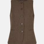 productfoto van de voorkant van het mellie gilet van ydence in de kleur mud.