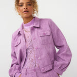 Ydence Jacket Jinte | Paars in Lila, jasje, top en lange broek met aansluitend