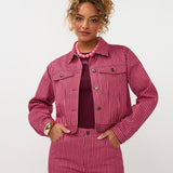 Ydence Jacket Kalina | Roze/Burgundy in effen bordeauxrood, co-ord set bestaande uit een kort jack en een lange broek.