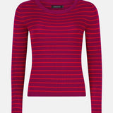 productfoto van de devina knitted top van ydence, fuchsia en rood gestreept.