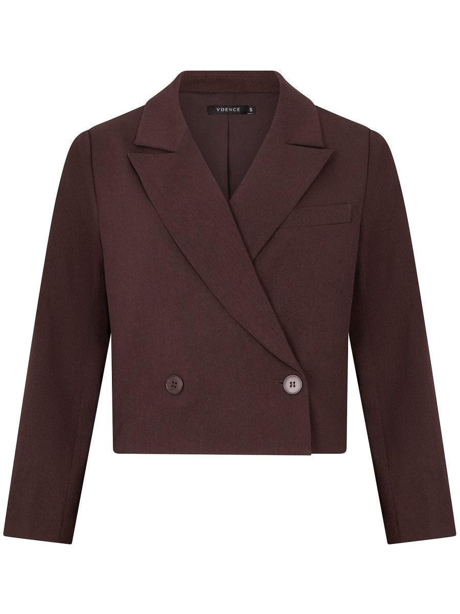Korte blazer Ydence Ayla in roodbruin – voorkant | Jo&Co Club