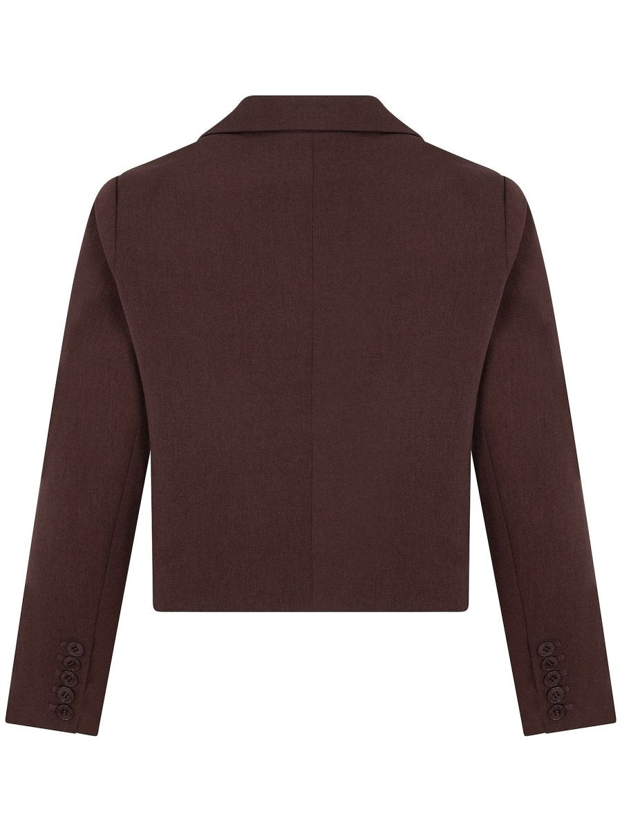 Korte blazer Ydence Ayla in roodbruin – achterkant | Jo&Co Club