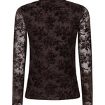 Bruine mesh top met fluwelen bloemen Ydence Brandy – achterkant | Jo&Co Club